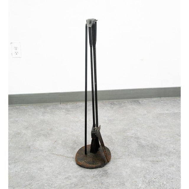 Black Mid Century Modern Fireplace Tool Modernist Cast Iron Black MCM Vintage Wood For Sale - Image 8 of 9