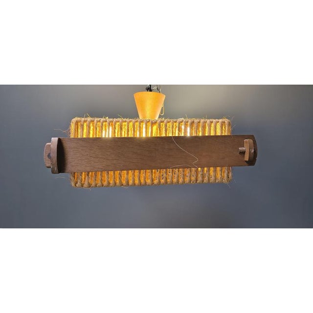 Raffia Bast, Wood and Acrylic Pendant Lamp from Temde, Switzerland, 1960s, Set of 2 For Sale - Image 8 of 12
