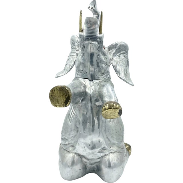 Metal Vintage Arthur Court Elephant Ice Bucket Wine Cooler 1986 For Sale - Image 7 of 12