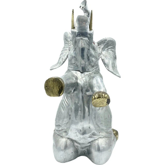 Metal Vintage Arthur Court Elephant Ice Bucket Wine Cooler 1986 Barware For Sale - Image 7 of 12