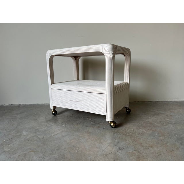 Palm Beach Pencil Reed Rattan Rolling Tv Cart / Nightstand Chairish