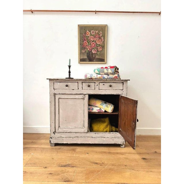 Beige Vintage Painted Wooden Buffet For Sale - Image 8 of 13