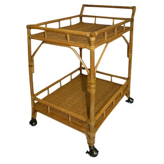 Vintage Rattan Bar Cart For Sale