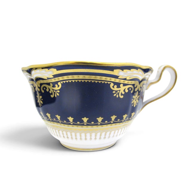 Early 20th Century Spode Lancaster Cobalt Blue R8950 Gold Gilt Fine Bone China Cup & Saucer For Sale - Image 5 of 10