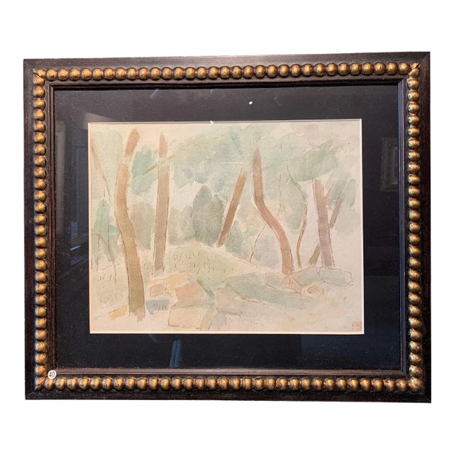 Giulio Da Milano, Undergrowth Forest, Trees, Greenery Watercolor, 1929 For Sale
