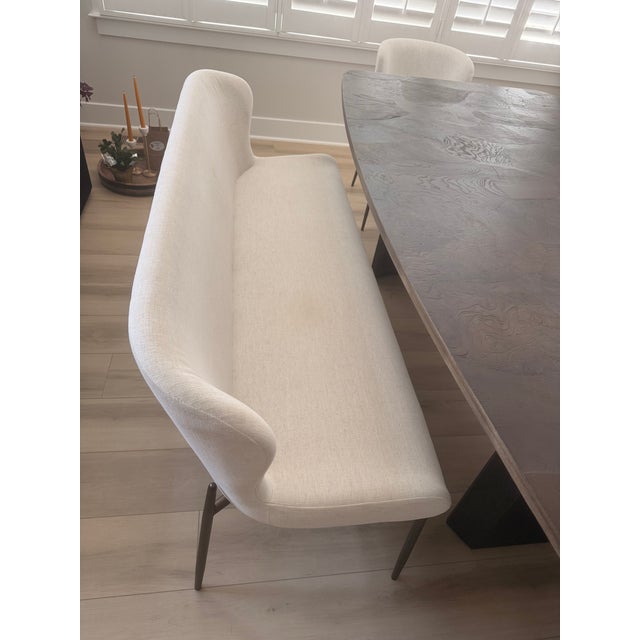 2020s Arhaus Dining Table With 4 Upholstered Chairs + Bench in Excellent Condition For Sale - Image 5 of 14