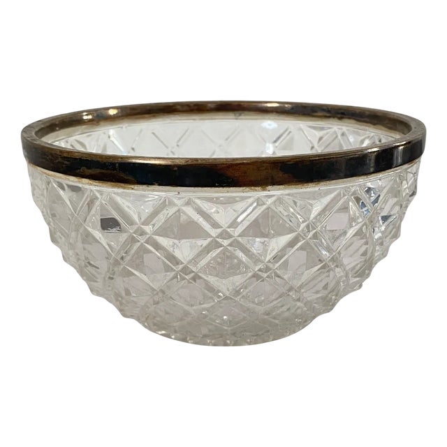 Art Deco Crystal and Gilded Brass Salad Bowl, 1930s For Sale