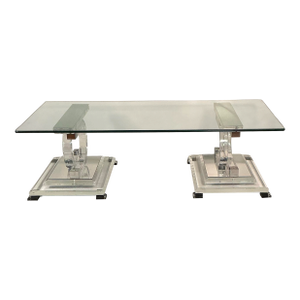 Coco Chanel Style Lucite Acrylic Mirror Glass Coffee Table, Mid-Century Modern, C. 1970s