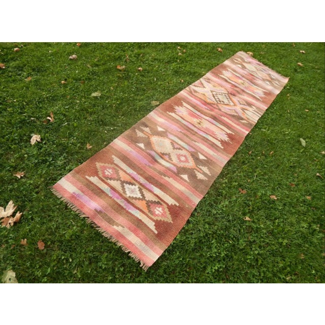 Vintage Turkish Kurdish Urfa Kilim Runner 30.7'' X 117.3'' / 78x298cm Hand woven with high quality pure wool Excellent...