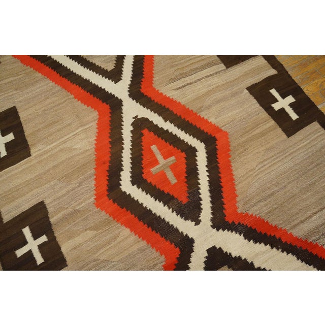 1920s Gray Lozenge Crossing Antique American Navajo Rug 4'9" X 7'3" Flatweave Wool Carpet For Sale - Image 11 of 16