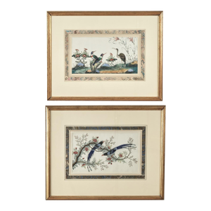 Pair of Antique Chinese Pith Paintings of Birds