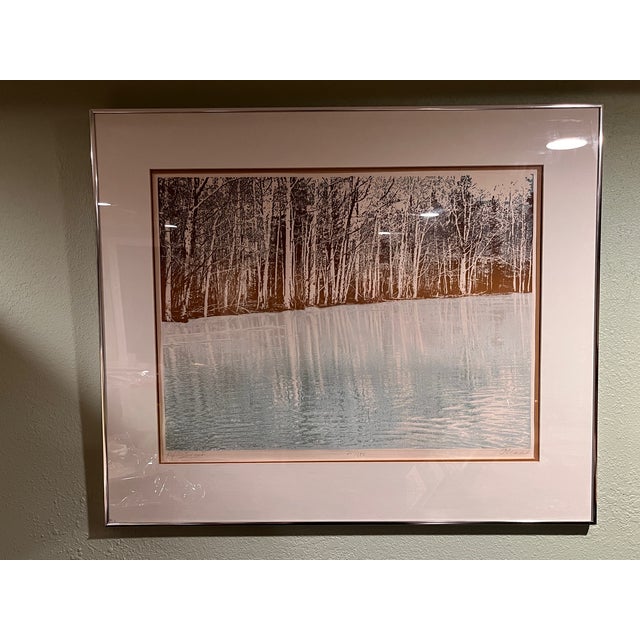Paula Crane Signed Lithograph Reflections I Forest Lake Vintage Framed Fine Art For Sale - Image 9 of 9