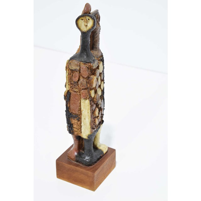 Wood 20th Century Signed Ceramic Figure Sculpture For Sale - Image 7 of 10