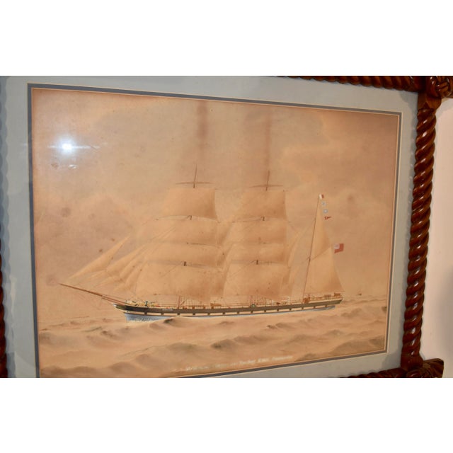 19th Century Print in Hand Carved Rope Frame For Sale - Image 9 of 11