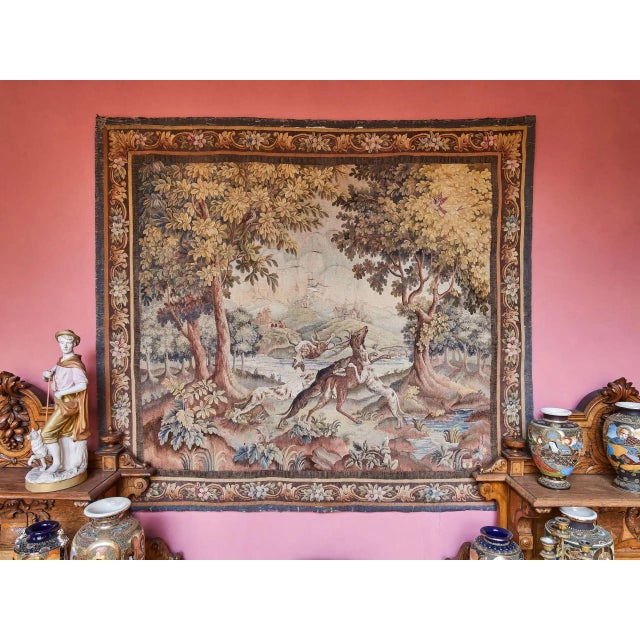 19th Century Deer Hunt Wall Tapestry For Sale - Image 10 of 10