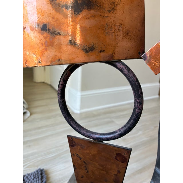 Large Vintage Brutalist Postmodern Metal Sculpture Flame-Patinated Copper & Torch-Cut Steel For Sale - Image 15 of 18