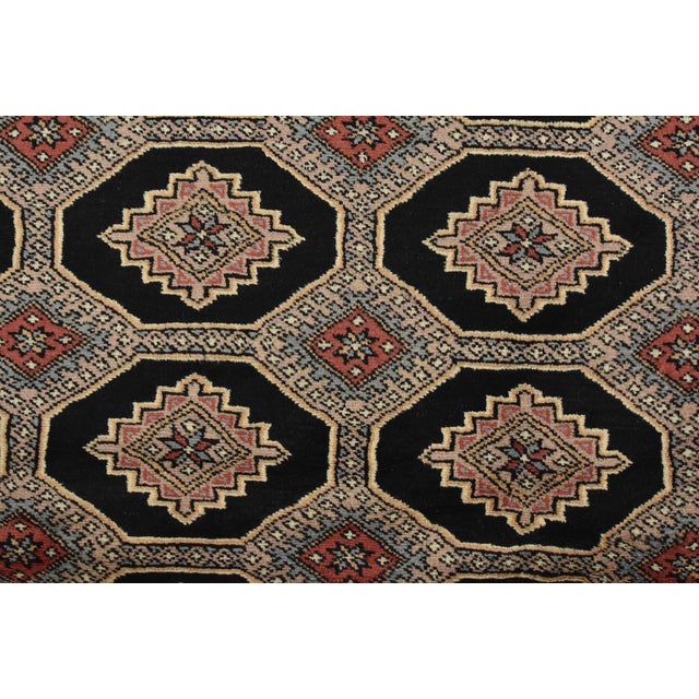 Bokhara Jaldar Rug 8’1” X 10’2” Black Wool Tribal Hand-Knotted Oriental Carpet For Sale - Image 9 of 13