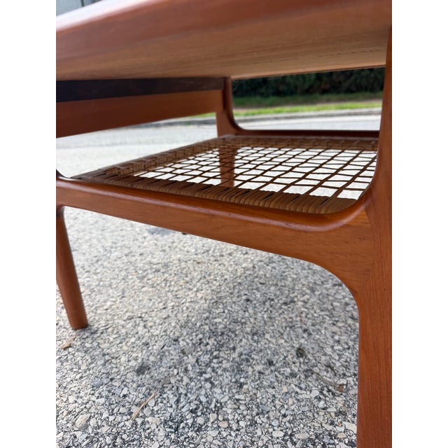 Danish Mid Century Teakwood & Cane Side Table by Trioh For Sale - Image 4 of 12