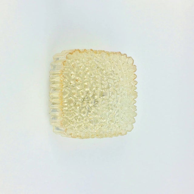 Stunning mid-century light amber/champagne bubble glass flush mount or wall lamp by Helena Tynell for Limburg (Germany,...