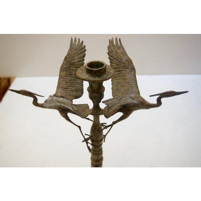 Bronze Crane Candlesticks - a Pair For Sale In West Palm - Image 6 of 13