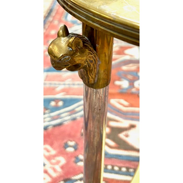 Mid-Century Modern Early Neoclassical Brass and Polished Steel Three Legged Taboret or Side Table For Sale - Image 3 of 10