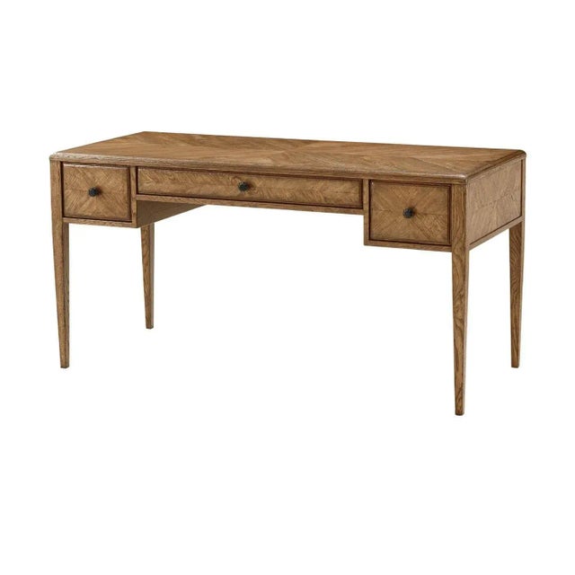 2020s Italian NeoClassic Oak Parquetry Desk - Natural For Sale - Image 5 of 6