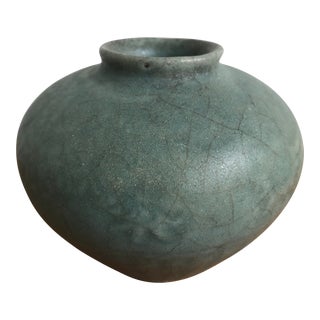 Antique Miniature Celadon Pot, Gray-Blue Glaze For Sale