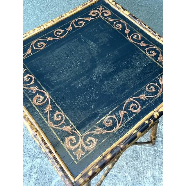 Late 20th Century Vintage Tortoise Bamboo Side Table For Sale - Image 5 of 12
