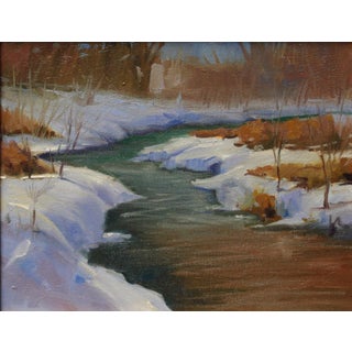 Cherry Creek 2 by Ali Ghassan | Oil Painting of a snow-covered creek in winter. For Sale