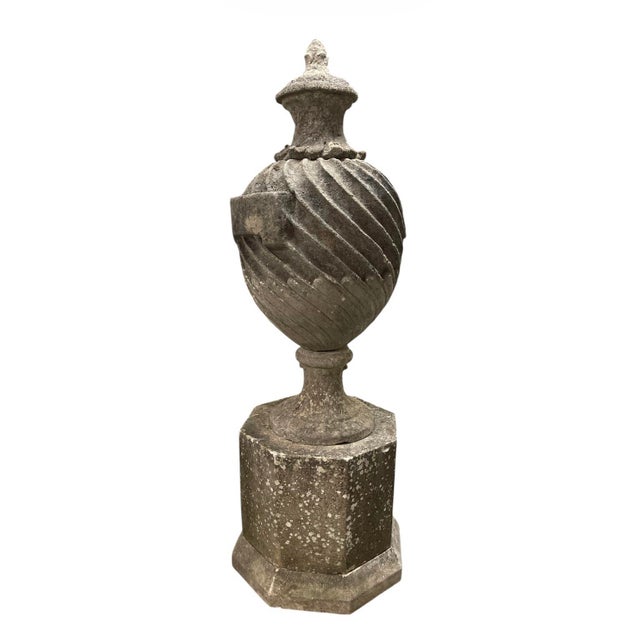 2000 - 2009 Classic Cast Stone Spiral Urn Finial For Sale - Image 5 of 12