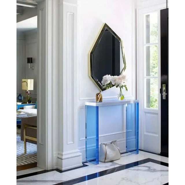 Modern Modern Blue Leg Acrylic Console Table For Sale - Image 3 of 4