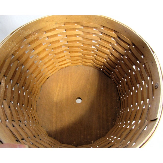Wood Vintage Longaberger Wood Planter Basket 12" White Washed For Sale - Image 7 of 13