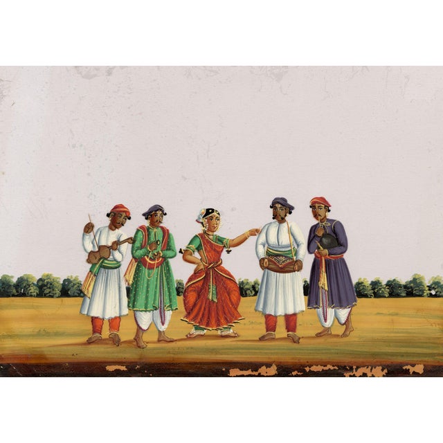 Indian Company School, Nautch Dancing Girl & Musicians, 1800s, Gouache on Paper For Sale - Image 9 of 9
