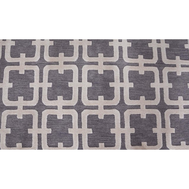 Textile Contemporary Geometric High-low Knotted Wool Runner by Doris Leslie Blau For Sale - Image 7 of 8