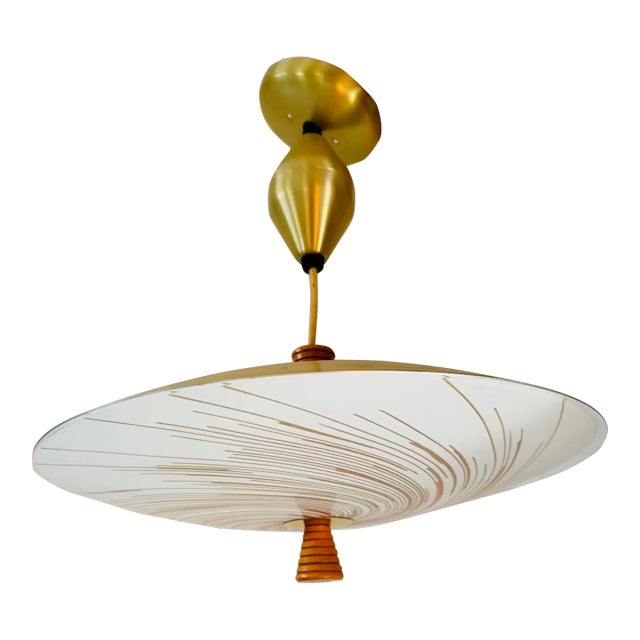 Mid Century Pull Down Pendant Light Fixture For Sale
