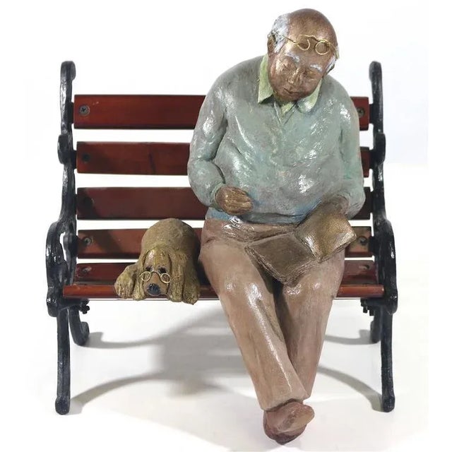 Late 20th Century Whimsical Folk Art Mixed Media Sculpture 'Waiting for Godot' 20th Century Artist For Sale - Image 5 of 5