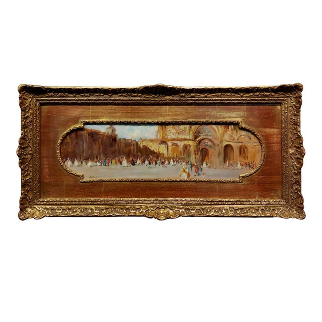 Emma Ciardi -Masquerade in Piazza San Marco -19th Century Oil Painting For Sale