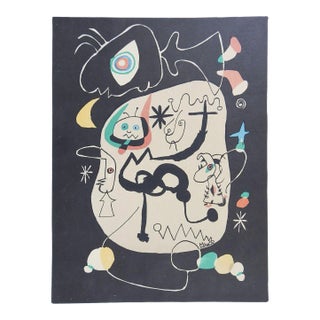 Vintage Mid 20th Century Abstract Miro Lithograph Print For Sale