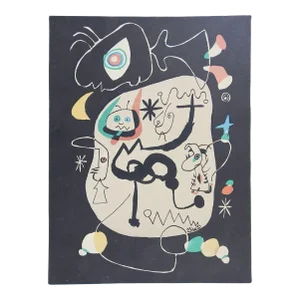 Vintage Mid 20th Century Abstract Miro Lithograph Print