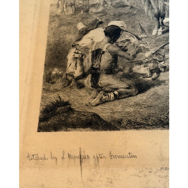 Antique Etching by French Artist Louis Monziès After Eugene Fromentin - Orientalist Falconry Equestrian For Sale - Image 10 of 17