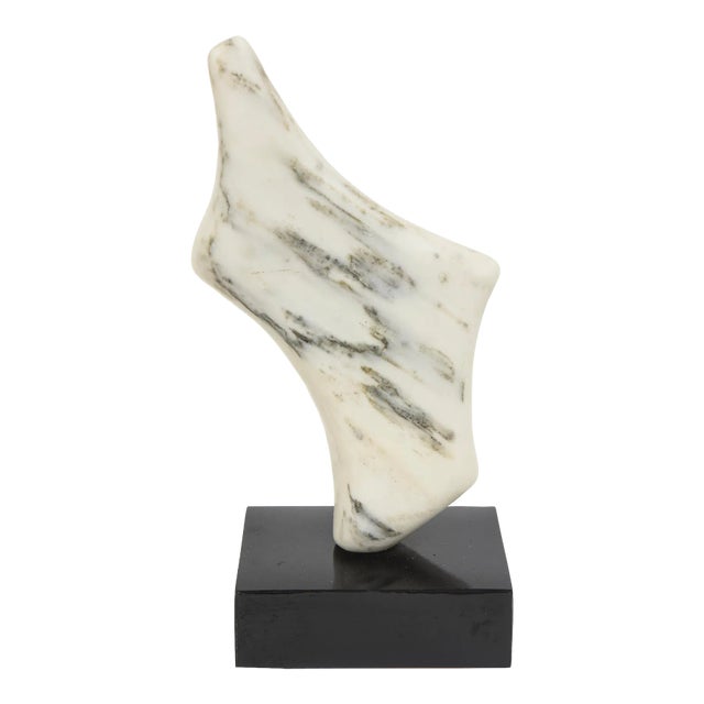 Vintage Carrara Marble and Black Resin Abstract Sculpture, 1980's For Sale