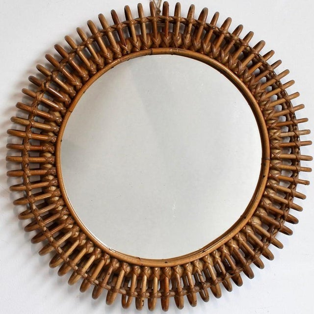 Vintage Italian Rattan Wall Mirror, 1960s For Sale - Image 11 of 11