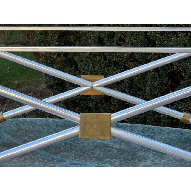 John Vesey v-41 X-Leg Aluminum Brass Coffee Table Mid Century Modern For Sale In Savannah - Image 6 of 12