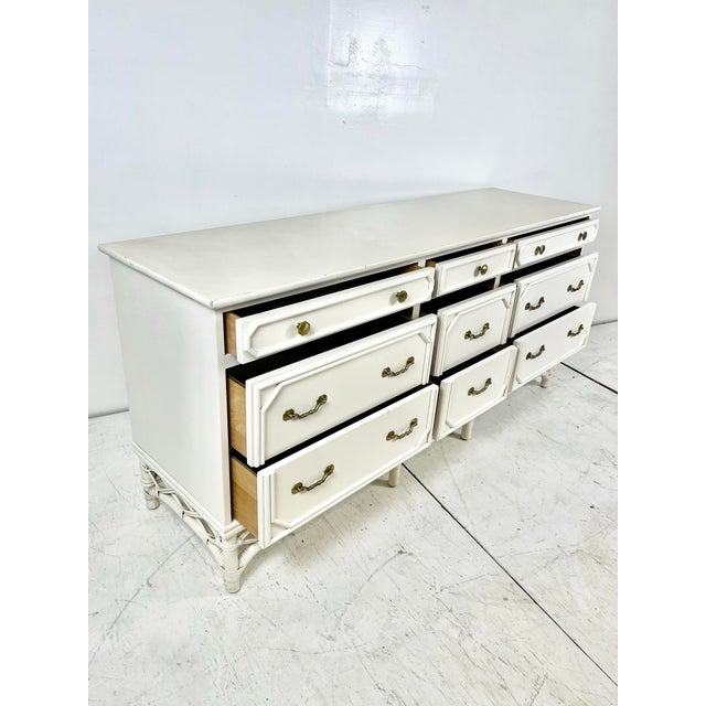 Ficks Reed Vintage Ficks Reed 72" Rattan Chest of Drawers For Sale - Image 4 of 10