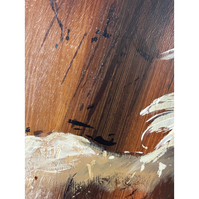 Wood Vintage Expressionist Running Horses Oil Painting in Custom Frame For Sale - Image 7 of 9