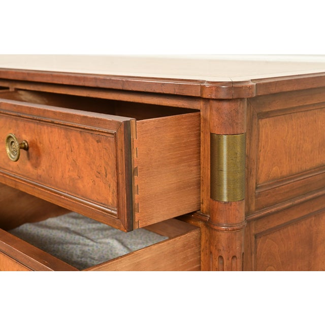 Baker Furniture French Regency Louis XVI Burled Walnut Triple Dresser or Credenza, Circa 1960s For Sale In South Bend - Image 6 of 15