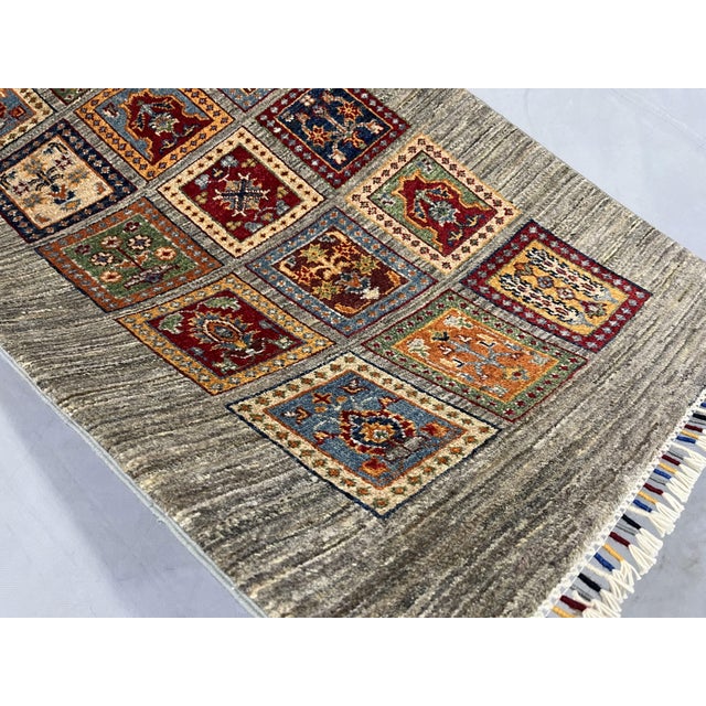 Sultani Wool Runner, Persian Bakhtiari Four Seasons Design, Gray, 2'8" X 7'11" For Sale - Image 9 of 13