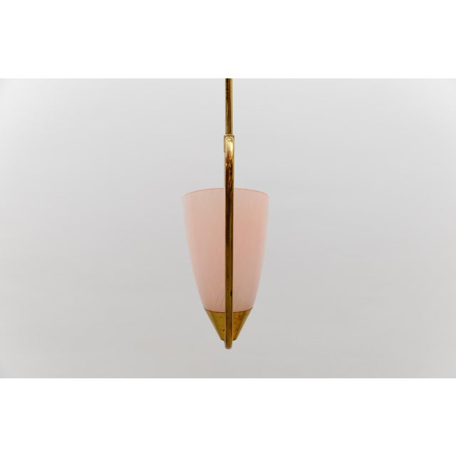 Mid-Century Modern Pendant Lamp in Glass and Brass, 1950s For Sale - Image 9 of 15