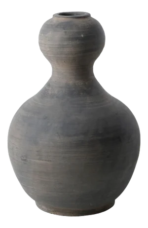 Earthy Gray Pottery Gourd-Shaped Vase
