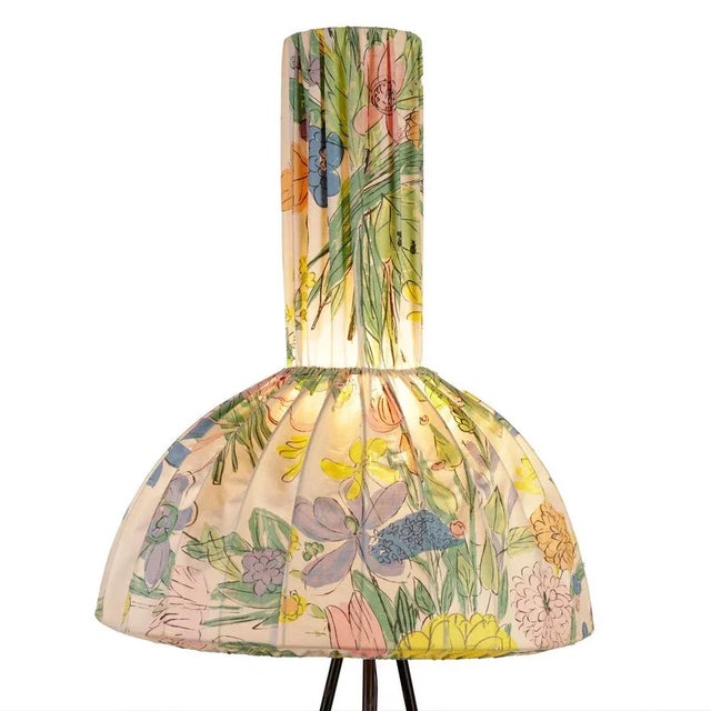 Tripod Floor Lamp with a Remarkable Flower Lampshade Germany, 1950s For Sale - Image 6 of 7
